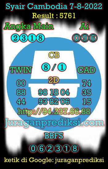 Prediksi Cambodia 7 Agustus 2022 hari ini kami ambil dari Syair cambodia 7 8 2022